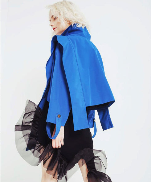 Draped Cutout Shoulder Jacket